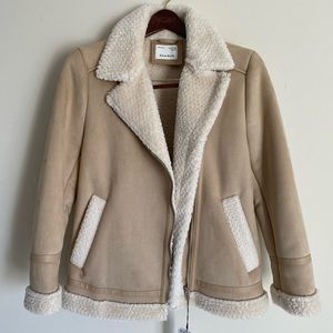 NWT Zara fur-lined beige aviator jacket sherpa furry